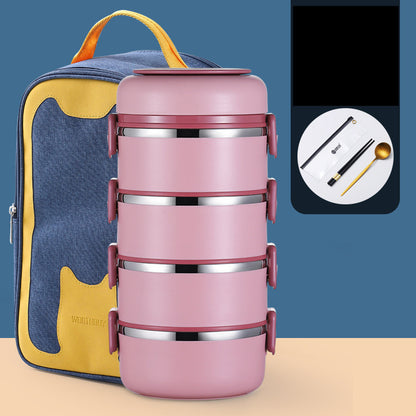 304 Stainless Steel Insulated Barrel Multi-layer Lunch Box